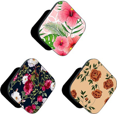 iCopertina PACK OF 3 Pink Floral And Brown Floral Mobile Holder