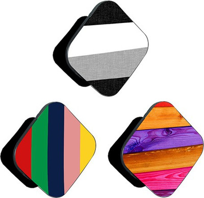 iCopertina PACK OF 3 Black And Colorful Horizontal Stripes And Colorful Vertical Stripes Mobile Holder