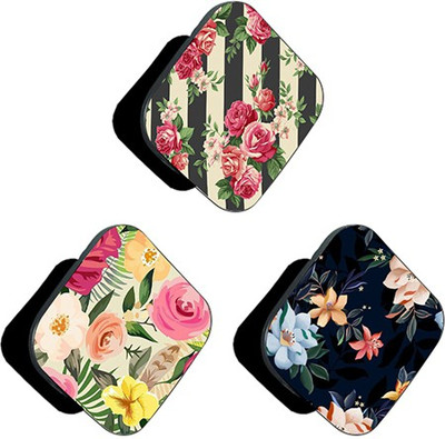 iCopertina PACK OF 3 Colorful Florals And Florals On Stripes Mobile Holder