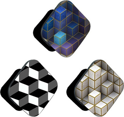 iCopertina PACK OF 3 Blue Silver 3D Cubes Patterns Mobile Holder