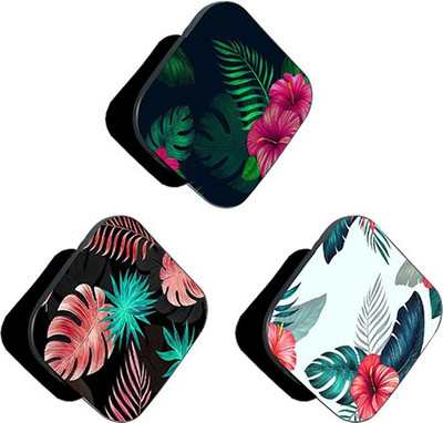iCopertina PACK OF 3 Green Leafs And Red Floral Patterns Mobile Holder