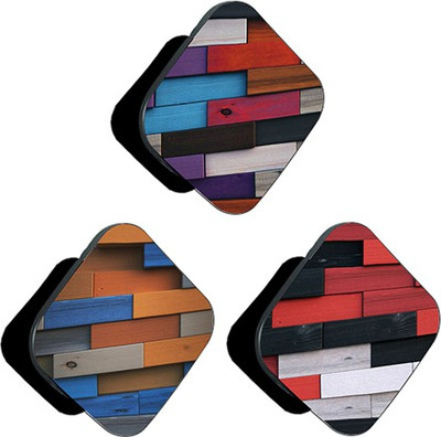 iCopertina PACK OF 3 Red Black Blue Brown 3D Rectangle Pattern Mobile Holder