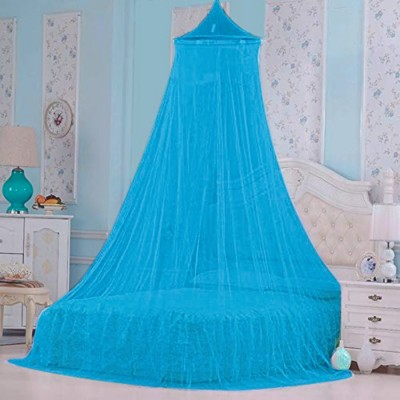 Maruti Enterprise Polyester Adults Washable Mosquito net Adults Portable Double Bed7*7 (Round-Canopy) Mosquito Net(Sky Blue, Ceiling Hung)