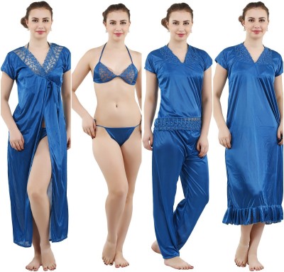 Romaisa Women Nighty Set(Blue)