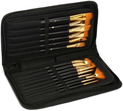 Crevo Art Paint Brushes Set Drawing Brushes For Artist Painting With Canvas Bag(Set of 12, Black, Golden)