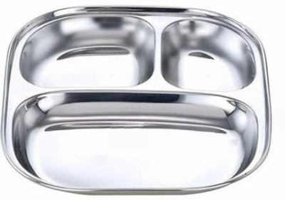 Royals Stainless Steel Pav Bhaji Plate Pack of 2 Dinner Plate(Pack of 2)