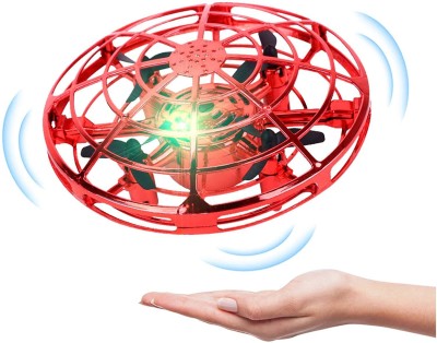 Kidzfun Mini RED UFO Drone With Hand-Controlled UFO Flying Ball Drone with LED Light(Red)