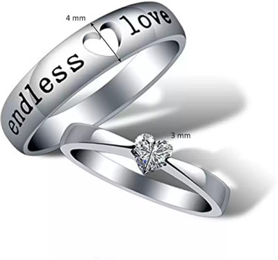 Heer Collection 'Endless Love' Crystal Hearts Adjustable Couple Rings for Girls & Boys Alloy Cubic Zirconia Ring