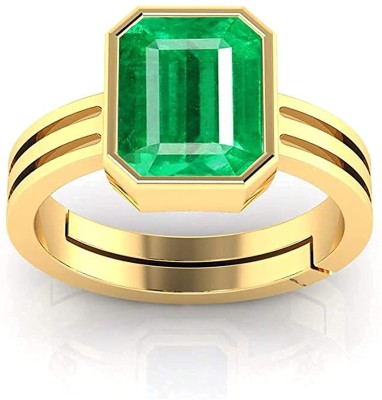 S KUMAR GEMS & JEWELS Certified Natual 6.25 Ratti Emerald stone (Panna) Panchdhatu Alloy Emerald Gold Plated Ring