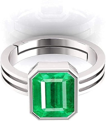 TODANI JEMS 9.25 Ratti 8.60 Carat Natural Panna Emerald Adjustable Ring With Lab Certificate Metal Emerald Silver Plated Ring