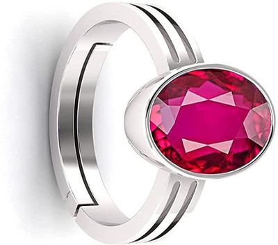 TODANI JEMS 11.25 Ratti 10.60 Carat Natural Ruby Manikya Adjustable Ring Lab Certificate Metal Ruby Silver Plated Ring