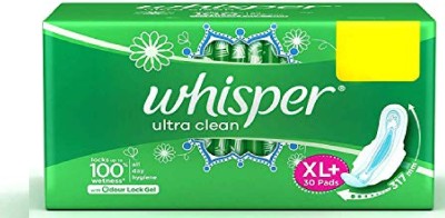 Whisper ULTRA CLEAN XL+30 GREEN PCK OF 1 Sanitary Pad(Pack of 30)