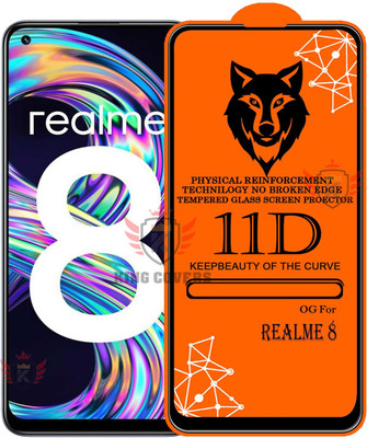 KING COVERS Tempered Glass Guard for 11D Tempered Glass Screen Protector for Realme-8|With Easy Installation Kit Full Adhesive Glass(Pack of 1)