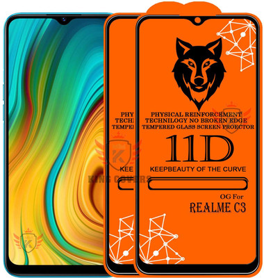 KING COVERS Tempered Glass Guard for REALME-C3 Edge to Edge Tempered Glass(Pack of 2)