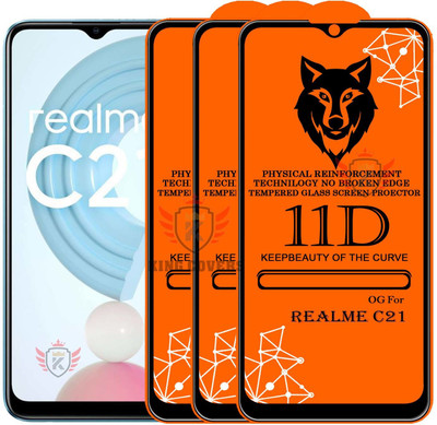 KING COVERS Tempered Glass Guard for REALME-C21 Edge to Edge Tempered Glass(Pack of 3)