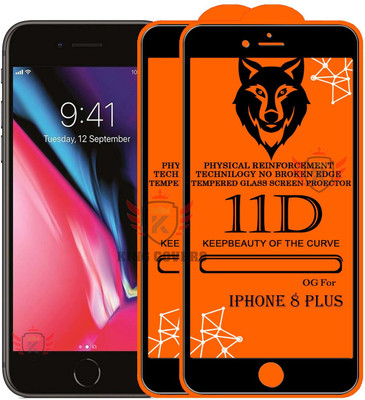KING COVERS Tempered Glass Guard for IPHONE-8 PLUS Edge to Edge Tempered Glass(Pack of 2)