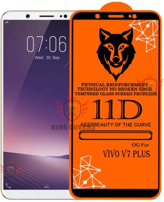 KING COVERS Tempered Glass Guard for 11D Tempered Glass Screen Protector for Vivo-V7 Plus|With Easy Installation Kit Full Adhesive Glass(Pack of 1)