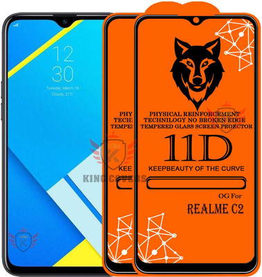 KING COVERS Tempered Glass Guard for REALME-C2 Edge to Edge Tempered Glass(Pack of 2)