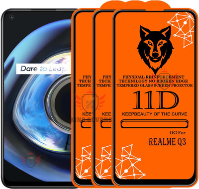 KING COVERS Tempered Glass Guard for REALME-Q3 Edge to Edge Tempered Glass(Pack of 3)