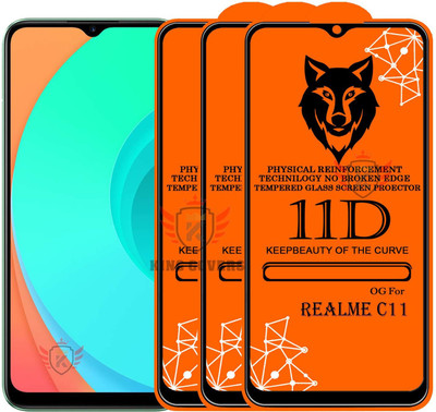KING COVERS Tempered Glass Guard for REALME-C11 Edge to Edge Tempered Glass(Pack of 3)