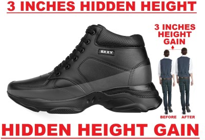 BXXY 3 Inch Hidden Height Increasing Casual Outdoor Sneakers Boot. Boots For Men(Black)