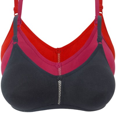 X-WELL Women Minimizer Non Padded Bra(Multicolor, Red, Black)