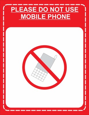 GOODPRINTZONE 29.21 cm Public Message Sign Boar Do Not Use Mobile Phone Hear Self Adhesive Sticker(Pack of 2)