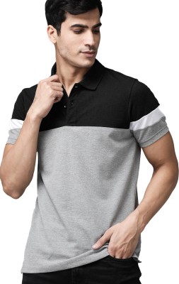 Leotude Colorblock Men Polo Neck Multicolor T-Shirt