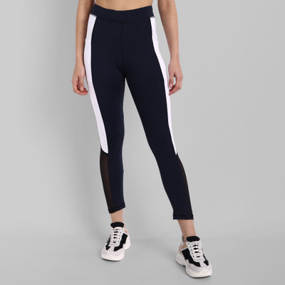 GREEN-SHADE Color Block Women Black, White Tights