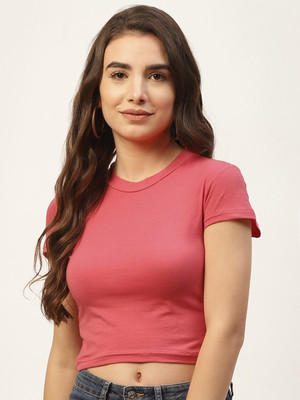 Femea Casual Solid Women Pink Top