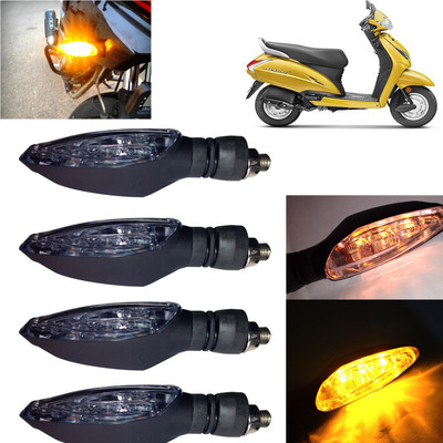 Pious Front, Rear, Side LED Indicator Light for Honda Universal For Bike(Amber)