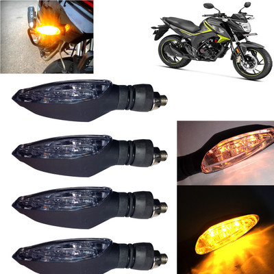 Pious Front, Rear, Side LED Indicator Light for Honda Universal For Bike(Amber)