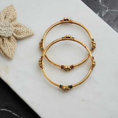 Atibelle Brass Gold-plated Bangle Set(Pack of 2)