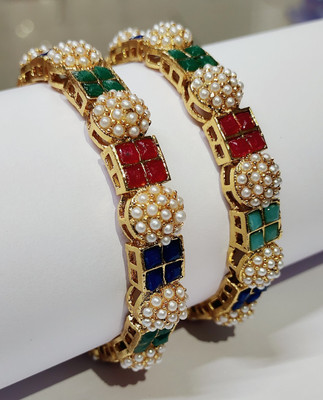khetlazee Alloy Beads Gold-plated Bangle Set(Pack of 2)