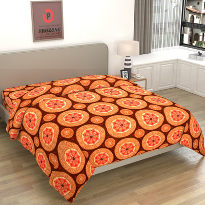 PROZONE Floral Double Fleece Blanket for  Mild Winter(Polyester, Brown)