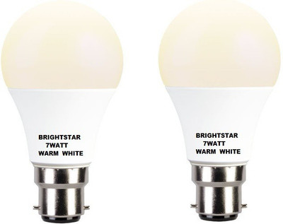 Brightstar 7 W Basic Round B22 Decorative Bulb(Yellow, Pack of 2)
