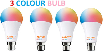 AMYSTY 9 W Basic Round B22 LED Bulb(Multicolor, Pack of 4)