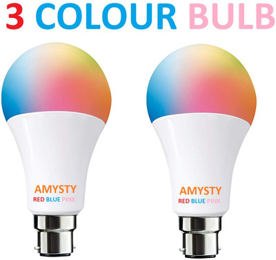 AMYSTY 9 W Basic Round B22 LED Bulb(Multicolor, Pack of 2)
