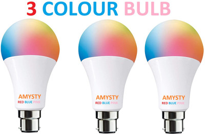 AMYSTY 9 W Basic Round B22 LED Bulb(Multicolor, Pack of 3)