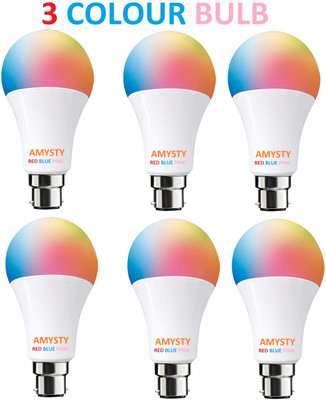 AMYSTY 9 W Basic Round B22 LED Bulb(Multicolor, Pack of 6)
