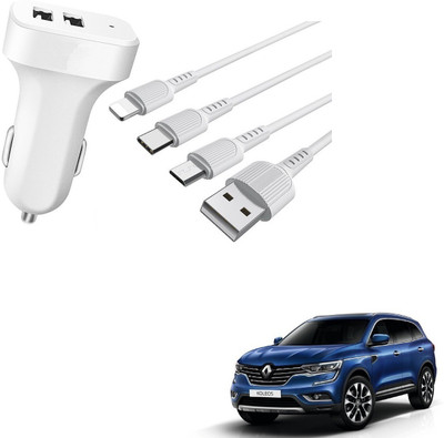 KOZDIKO 20.5 W Turbo Car Charger(White, With USB Cable)