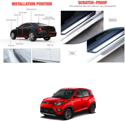 PRTEK Plastic Car Bumper Guard(Black, Silver, Pack of 1, Mahindra, Universal For Car)