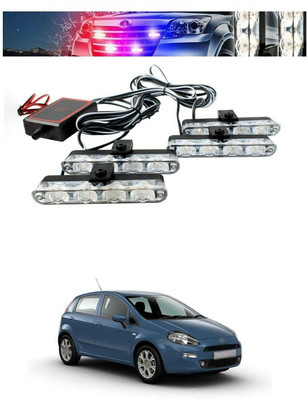 PECUNIA Red & Blue Car Truck Dash Strobe Flash Light Warning Lamp 56 Headlight Car, Motorbike LED for Fiat (12 V, 55 W)(Punto, Pack of 1)