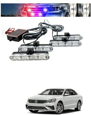 PECUNIA Red & Blue Car Truck Dash Strobe Flash Light Warning Lamp 192 Headlight Car, Motorbike LED for Volkswagen (12 V, 55 W)(Passat)