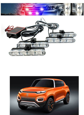 PECUNIA Red & Blue Car Truck Dash Strobe Flash Light Warning Lamp 138 Headlight Car, Motorbike LED for Maruti Suzuki (12 V, 55 W)(Universal For Car, Pack of 1)