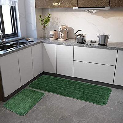MY HOME Dark Green Cotton Runner(1 ft,  X 4 ft, Rectangle)