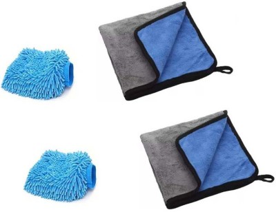 WINKCART Car wash Mitt Cleaning Gloves, 2 Pack Ultra-soft Premium Microfiber cloth Wet and Dry Microfiber Cleaning Cloth(2 Units)