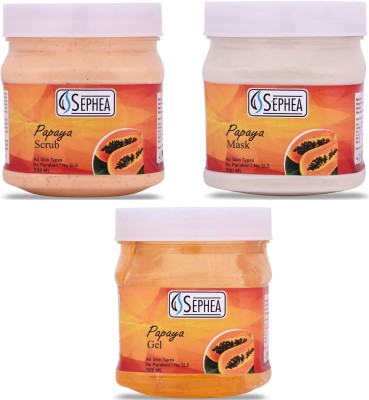 SEPHEA Papaya Scrub 500ml, Mask 500ml & Gel 500ml(3 Items in the set)