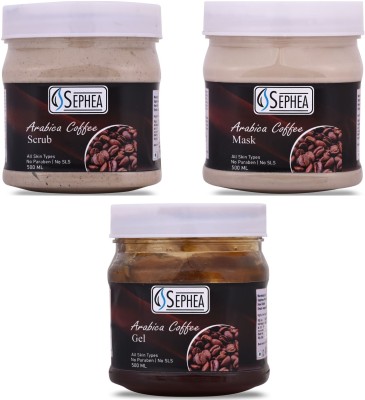 SEPHEA Arabica Coffee Scrub 500ml, Mask 500ml & Gel 500ml(3 Items in the set)
