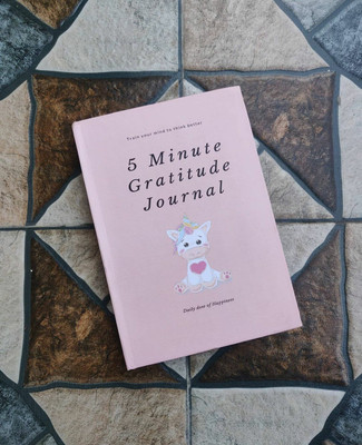 Wellscart 5 minute gratitude journal, personal development, self help book A5 Journal Ruled 183 Pages(Pink)